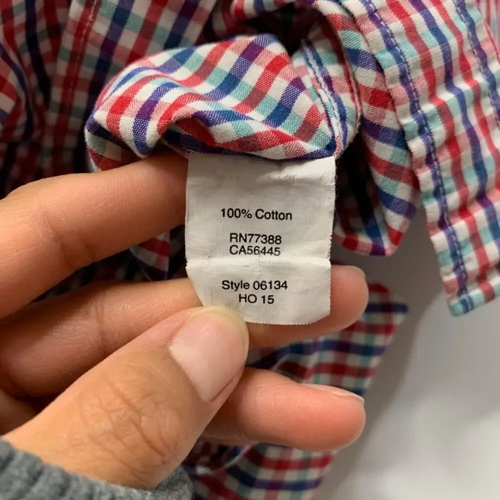 J Crew Shirt Mens S Small Slim Fit Gingham Cotton Long Sleeve Button Down Collar